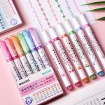 (不挑款/6支)花型輪廓筆 曲線筆 彩色波浪標記筆 兒童手帳花邊筆 滾輪設計