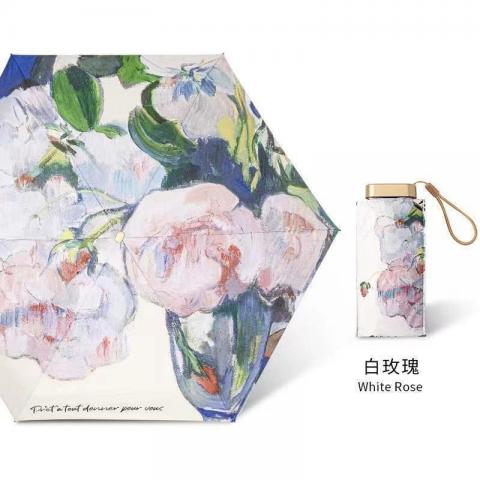 小巧便攜超輕五折印花卡傘UPF50+｜防紫外線｜超強防曬｜晴雨兩用遮陽傘 限量代購