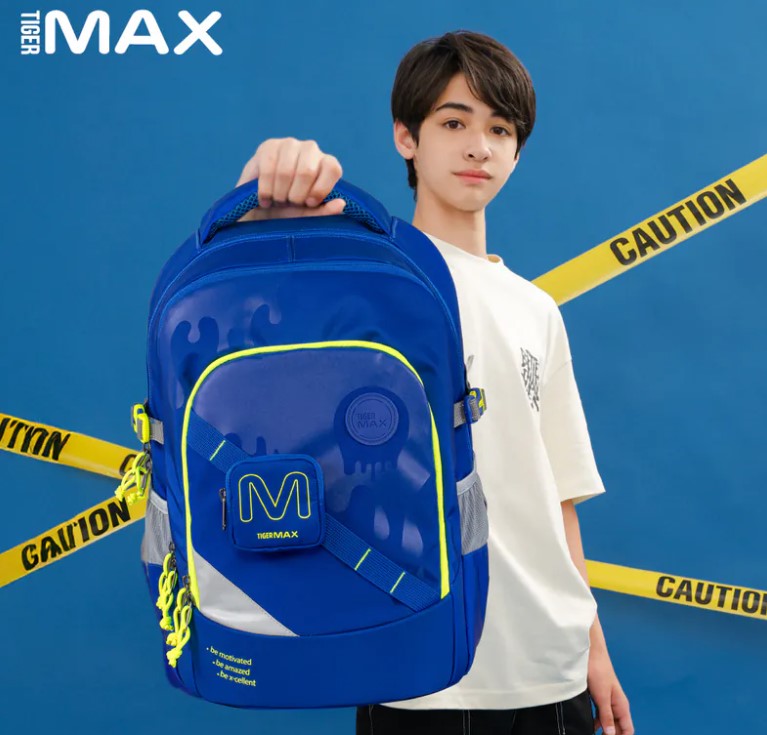 2025最新款(可摺疊版)【Tiger Family】MAX系列超輕量護脊書包 Pro 2S-藍色搖滾(小掛包) 免運(建議身高約130cm以上)