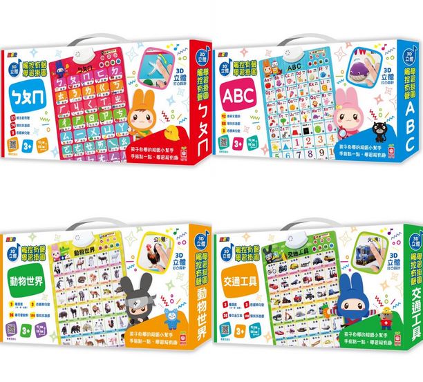 幼福 忍者兔3D立體觸控有聲學習掛圖系列(ㄅㄆㄇ／ABC／動物世界／交通工具)手指輕輕點讀即可發聲