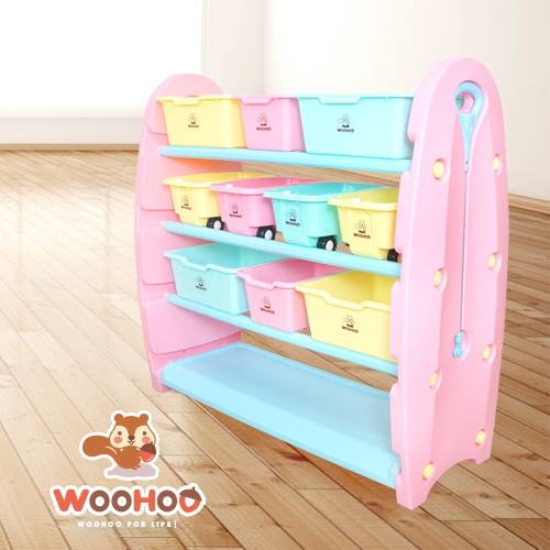 (許願品)WOOHOO兒童玩具收納櫃-四層寬(粉側板)免運