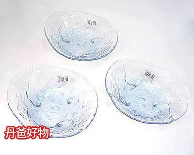 出清 完售下架.3入【SOGA日本製造】漸層藍橢圓玻璃盤 盒裝 日本製造