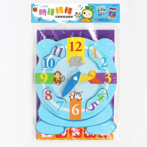 世一 時鐘轉轉木製教具遊戲組BB06501(結合數字嵌入板和動物圖案/增進數字辨識能力)  遊戲書 時間