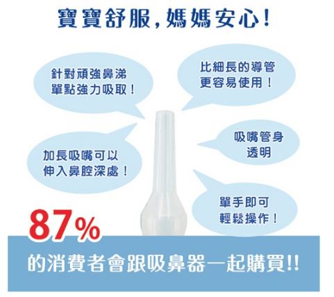【日本BabySmile 安貝兒康】矽膠長吸嘴(所有BabySmile吸鼻器皆可使用/可深入鼻央深處吸取鼻涕/針對頑強鼻涕單點吸取)
