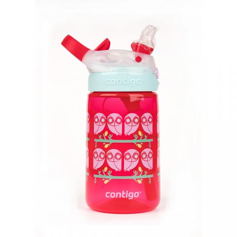 (貓頭鷹款/414ml)【美國Contigo Striker】兒童卡通水壺吸管杯 無盒