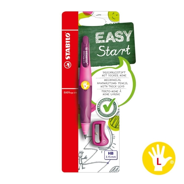 (左手/粉紅/淡紫色)許願品【德國STABILO】EASYergo3.15 人體工學自動鉛筆(附削筆器) B-46864-3  文具 書寫用具