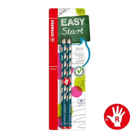 (右手/2支入/藍綠色)【德國STABILO】EASYgraph 人體工學洞洞筆/鉛筆/HB (B-39890-10) 文具 學生用品