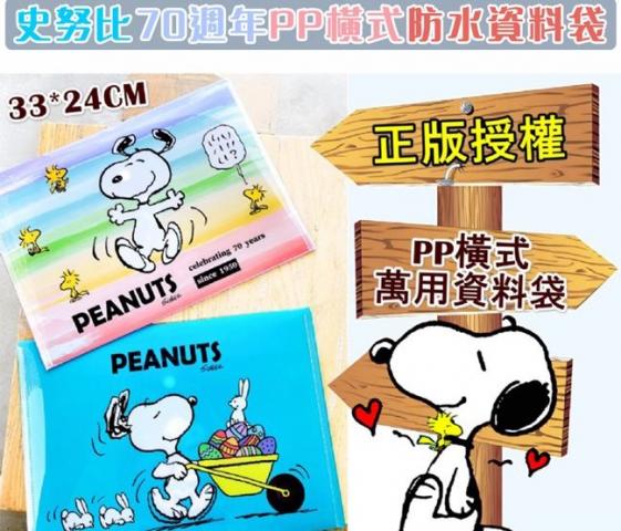 (2入1組)正版授權【SNOOPY史努比】 70週年PP橫式防水資料袋(信封式/按釦設計)