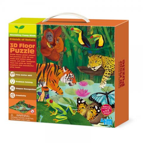 【4M新品】3D雨林世界拼圖(九片大地版拼圖與立體動物拼圖)