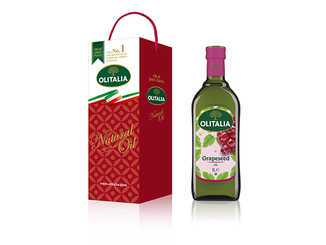 【Olitalia奧利塔】葡萄籽油(1L)禮盒裝(義大利原裝進口/含豐富花青素)限購2