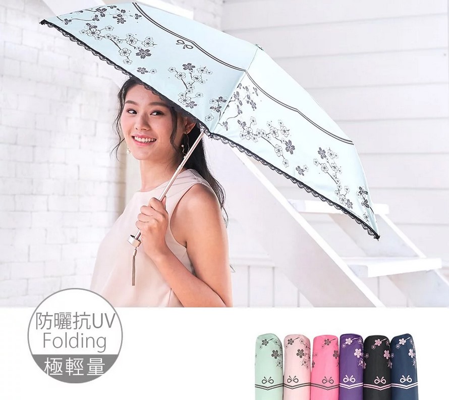 (不挑色)雨之情 防曬膠超輕星燦金蕾絲傘K3101