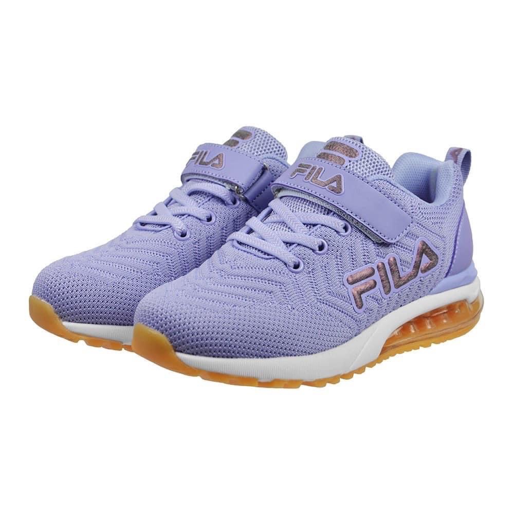 (21cm/紫)FILA KIDS 氣墊慢跑運動鞋/彈性.抗菌.透氣.雙密度3D足弓支撐鞋墊3-J807X-919