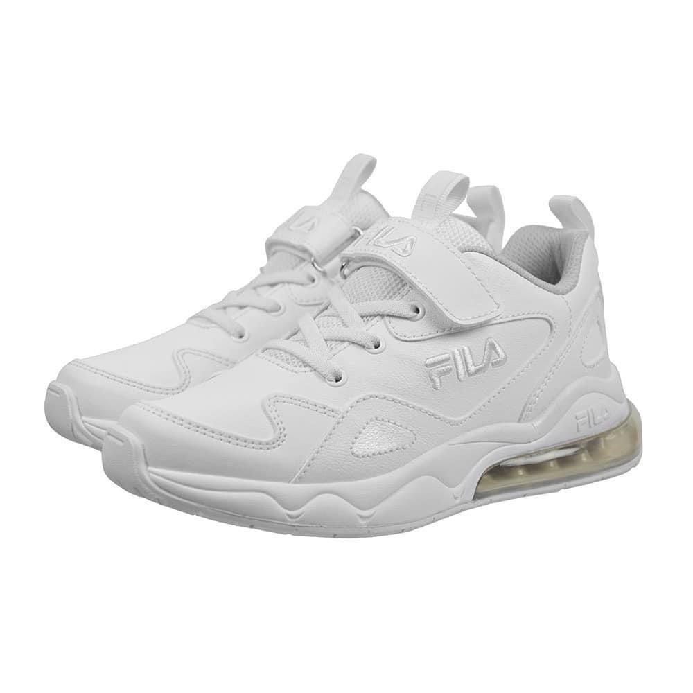 出清特惠(21cm/白)FILA KIDS 氣墊慢跑運動鞋3-J811X-111