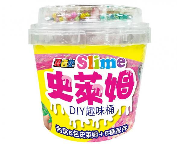 超級好玩!幼福 忍者兔 Slime史萊姆DIY(趣味桶)【6包史萊姆、繽紛閃亮配件】