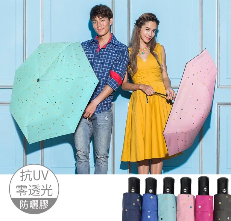 雨之情 防曬黑膠自動傘星點