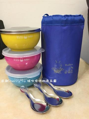 三光 香醇碗套組(白鐵蓋*1+PE蓋*2+三色碗+提袋)(附湯匙*3)