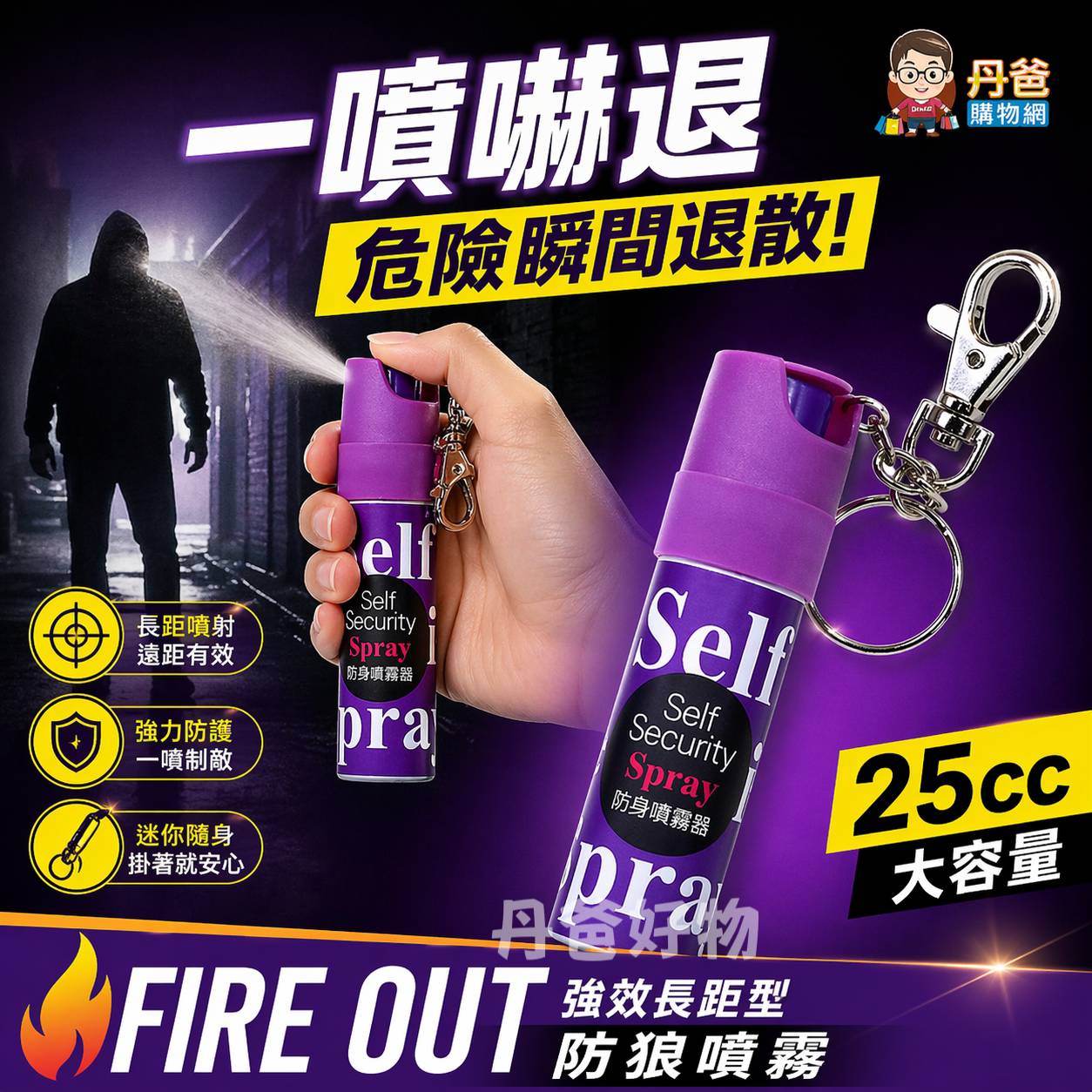 (防身必備/不挑色)FIRE OUT 強效長距型防狼噴霧 25cc